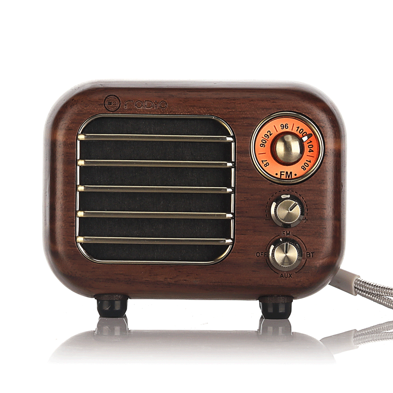 胡桃木R918复古实木无线蓝牙音响收音机一体插卡便携创意多功能蓝牙音箱