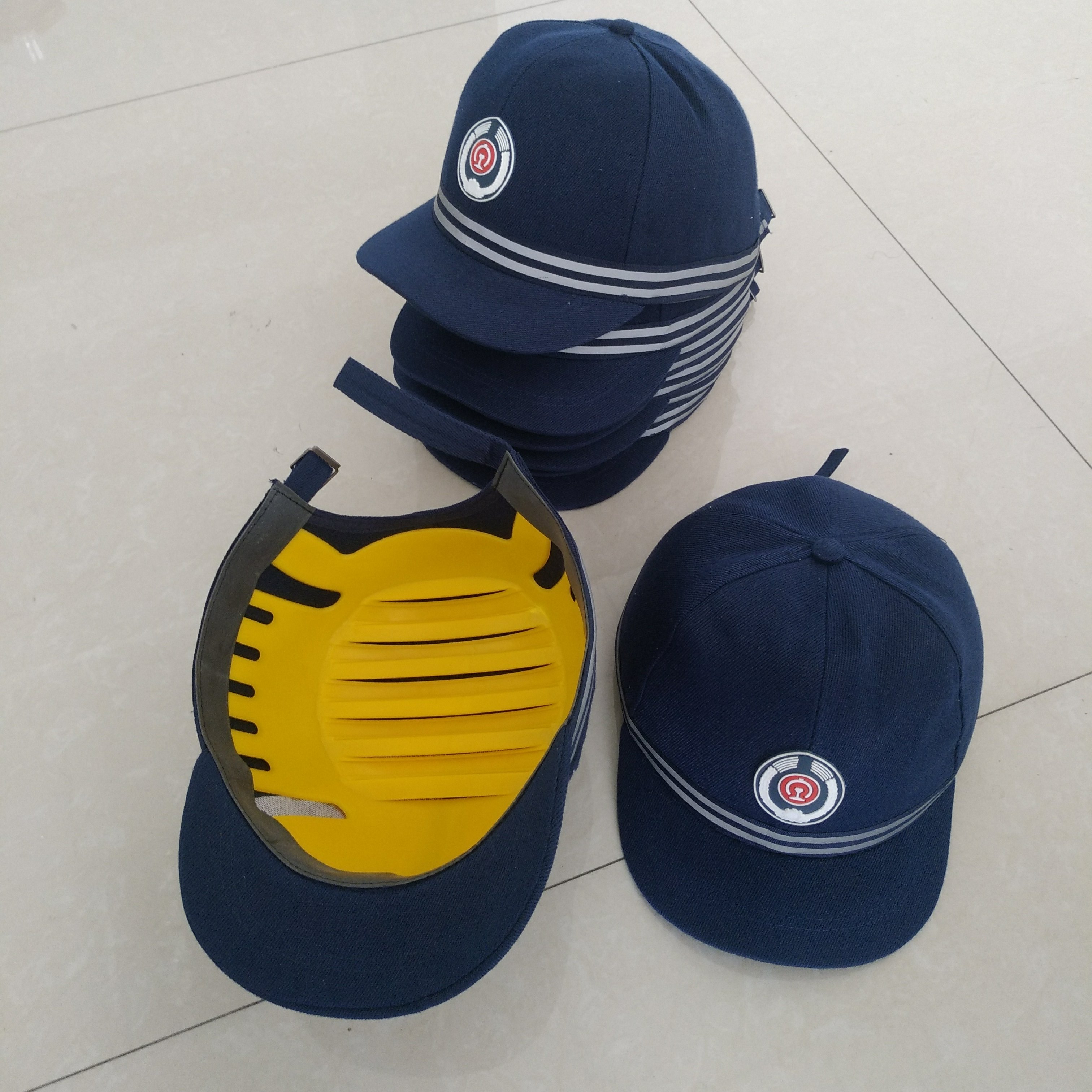 铁路专用安全帽 铁路安全防护帽 蓝黄红 轻便型带反光条