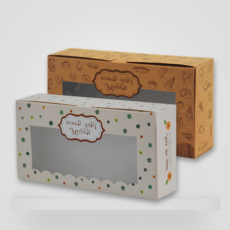 YB120704 牛皮纸开窗彩盒糕点包装盒烘焙包装彩盒纸盒定制