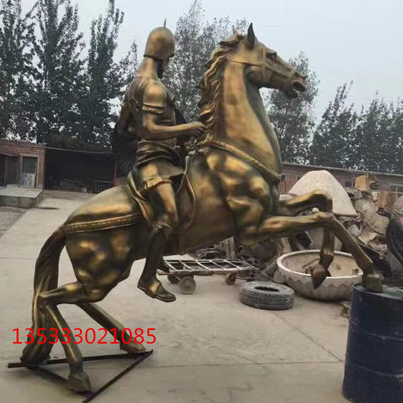 广州市玻璃钢仿铜罗马武士将军人物雕塑厂家