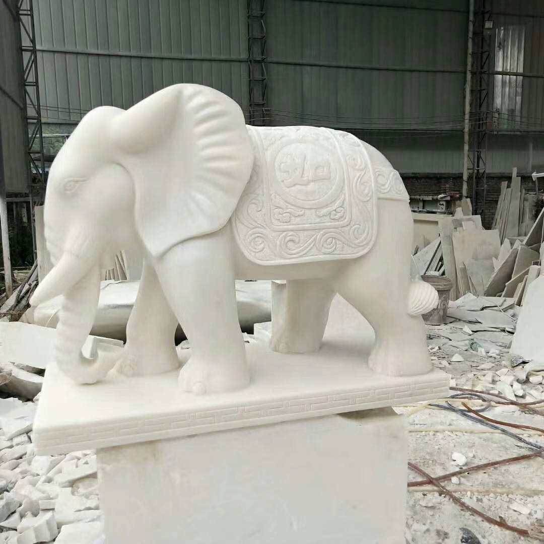 汉白玉大象，厂家直销【四川纵海汉白玉石材雕刻】图片