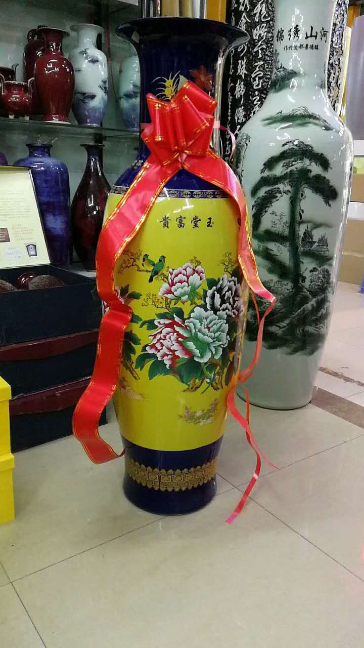 西安陶瓷大花瓶厂家 2021年陶瓷花瓶 迎客松花瓶批发定制图片