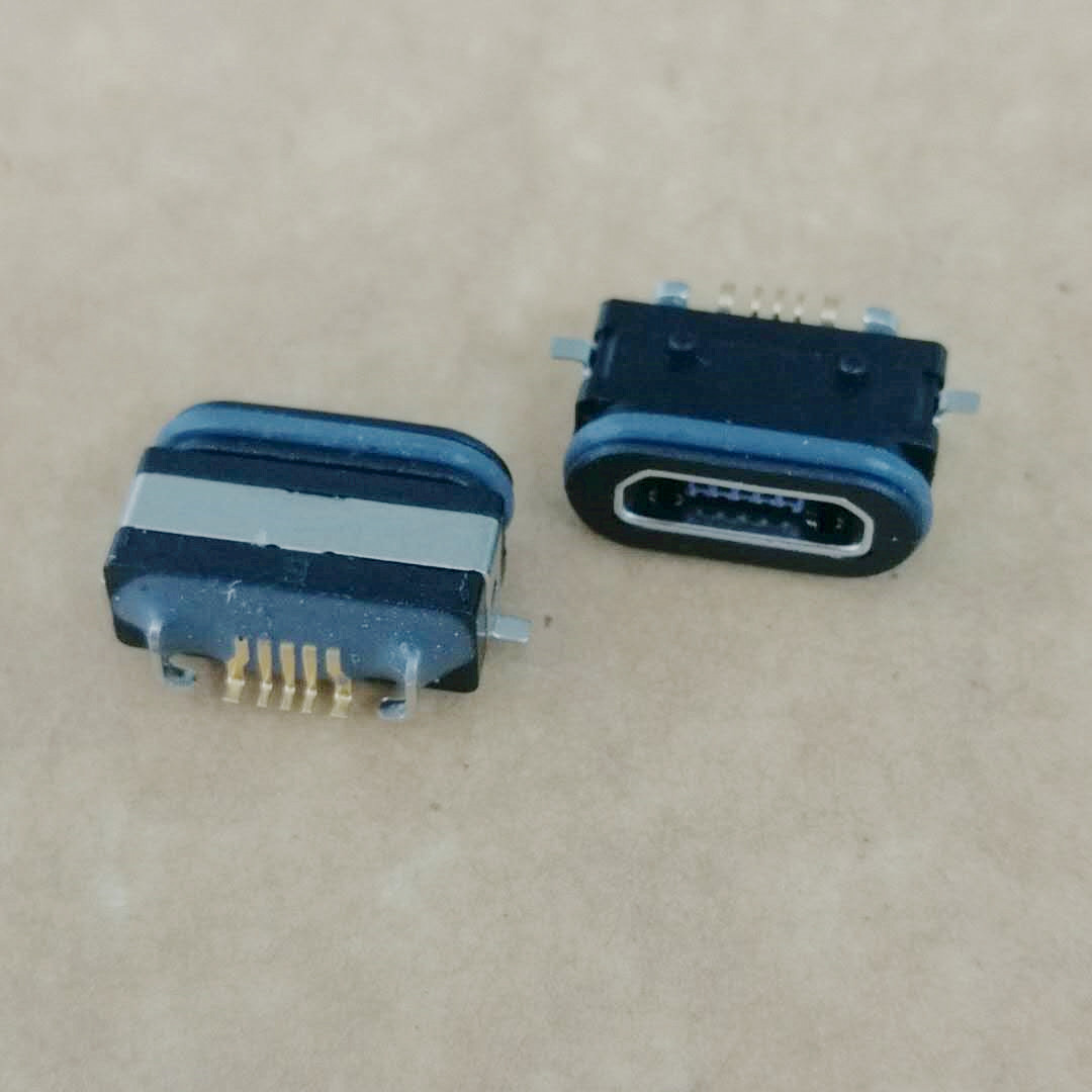MICRO USB 5P防水母座 全贴式 有柱 带胶圈 过3A电流 防水IPX8级 MICRO 5P防水母座