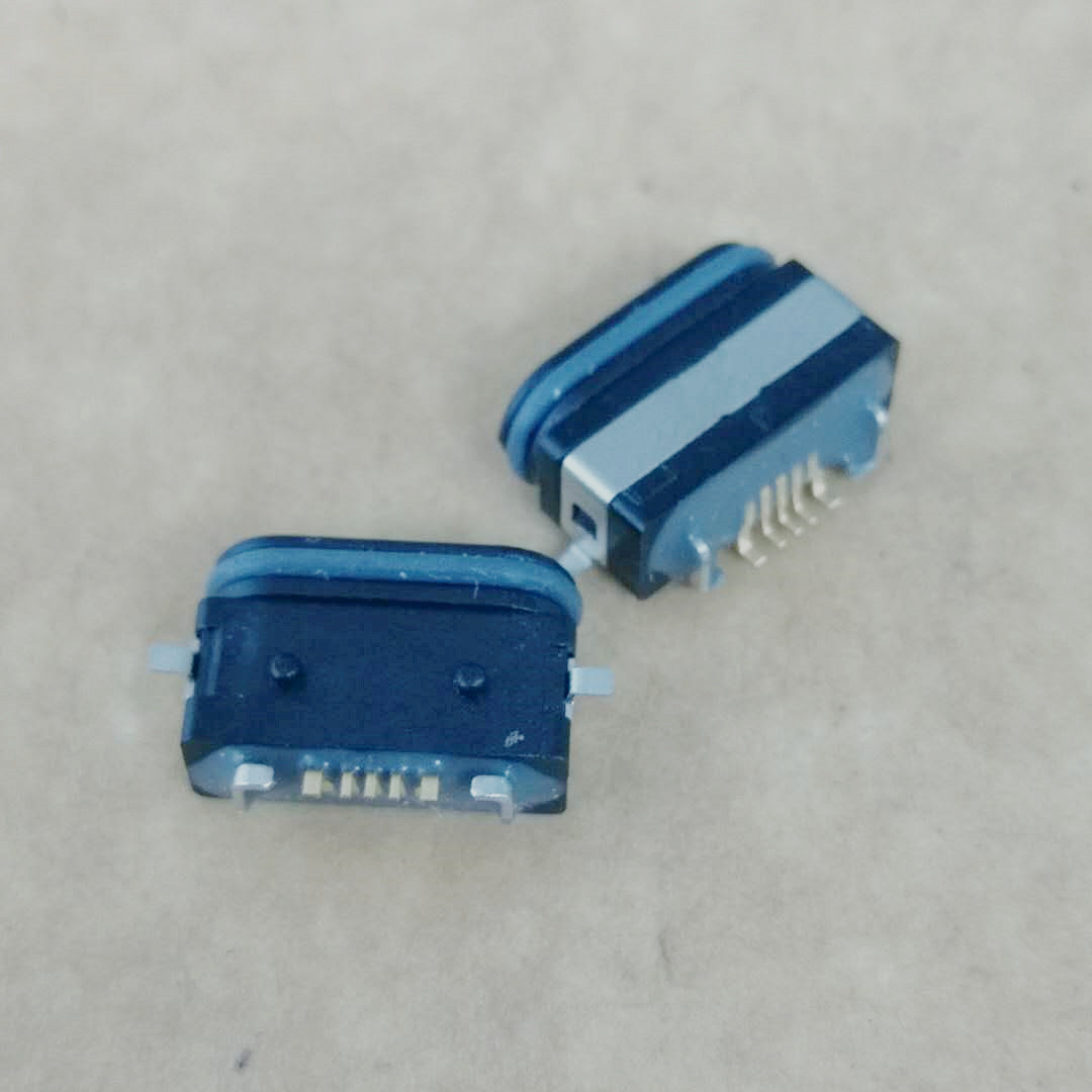 MICRO USB 5P防水母座 全贴式 有柱 带胶圈 过3A电流 防水IPX8级 MICRO 5P防水母座