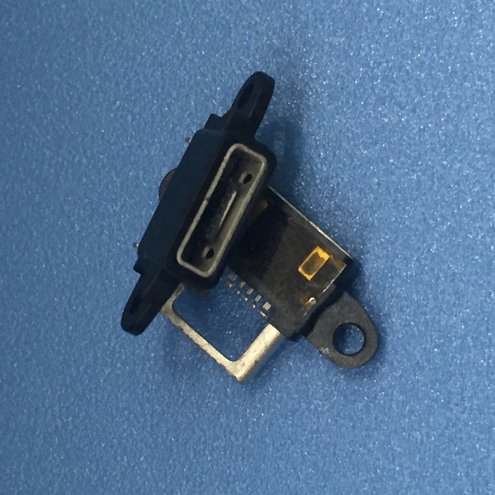 MICRO USB 5PIN AB型防水母座带支架四脚插板带双耳螺丝定位孔  MICRO 5PIN