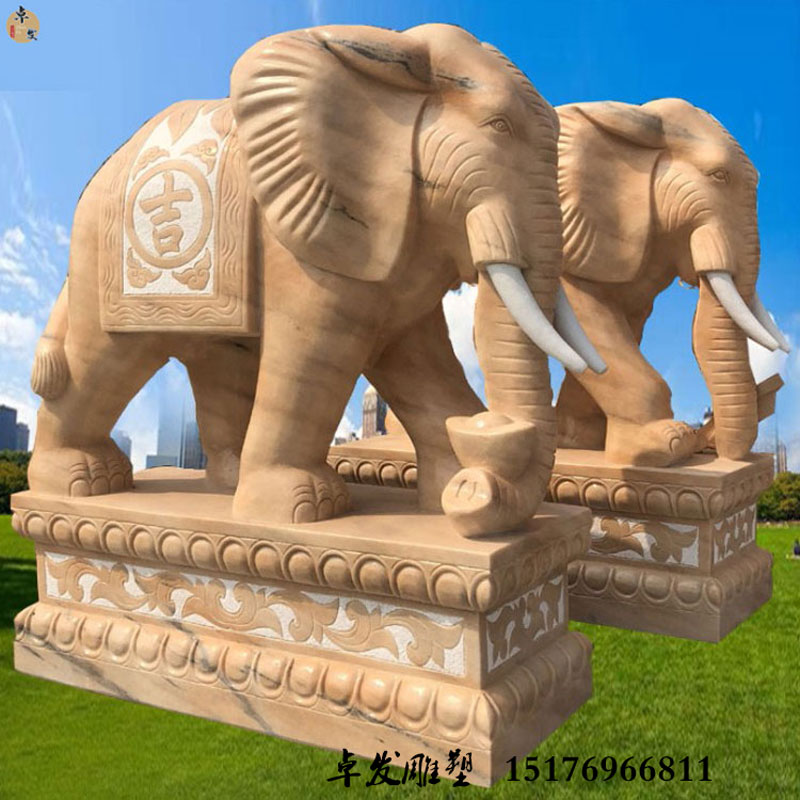 大象石雕雕刻设计  赤峰石雕象雕塑  卓发石雕大象精选厂家 动物雕塑 石雕大象雕刻图片