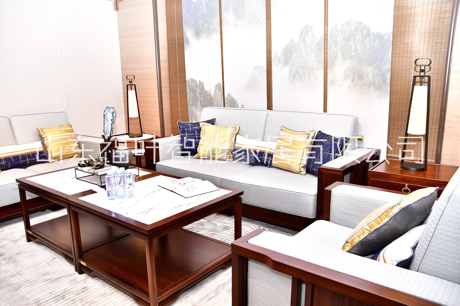 现代新中式客厅实木家具沙发 实木茶桌 实木茶几
