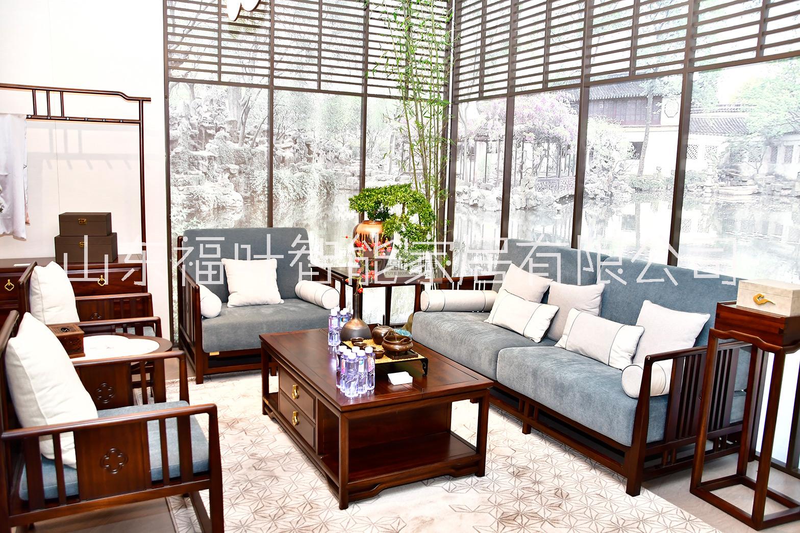 时尚轻奢家具 客厅实木家具价格 客厅乌金木沙发图片