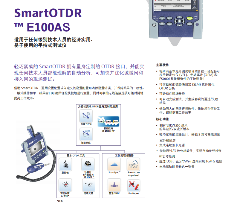 SmartOTDR ™ E100AS 光时域反射仪价格 厂家