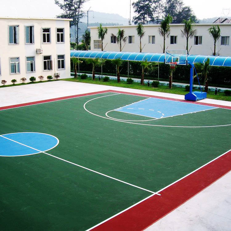 河北邢台小区篮球场地面施工橡胶球场地坪翻新步骤
