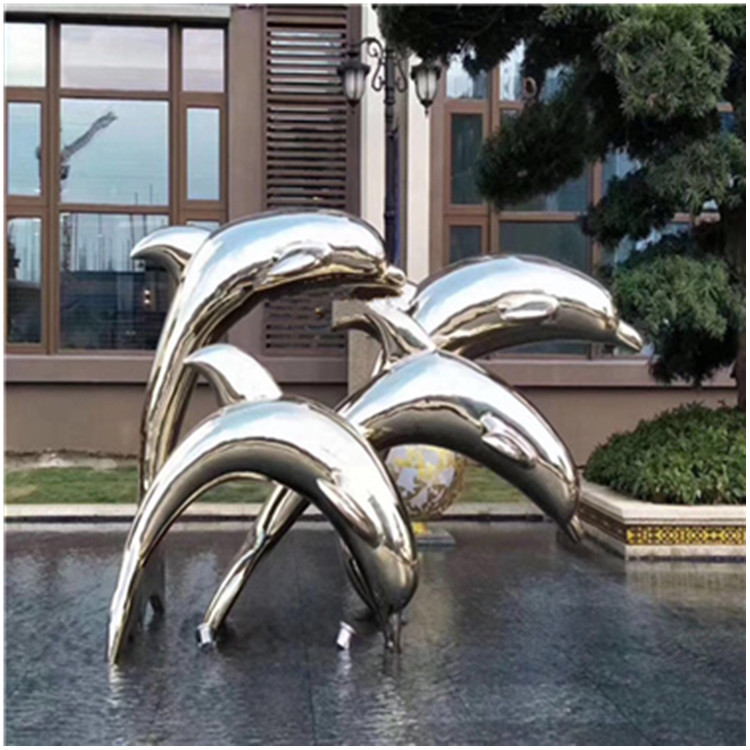 不锈钢海豚雕塑广场景观海豚雕塑