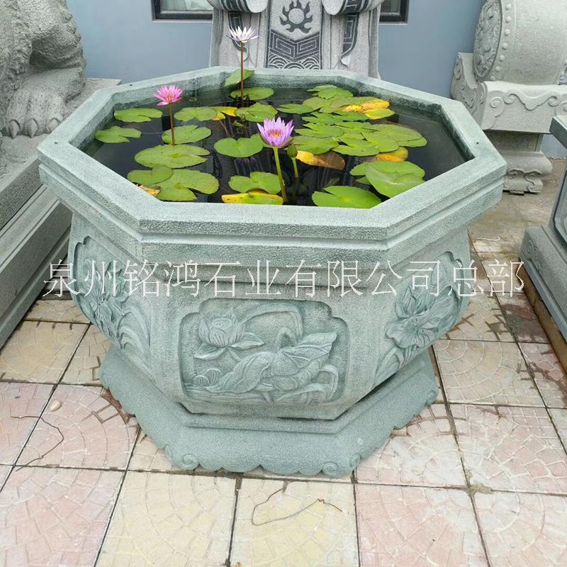 石雕水缸 景观庭院青石鱼缸摆件图片