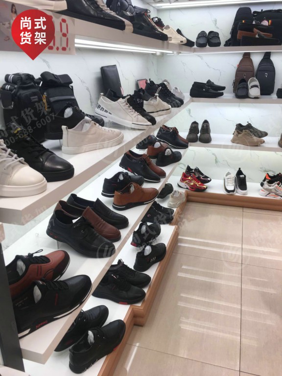 杭州热风货架潮鞋展示柜安踏运动鞋货架落地中岛架白色定做