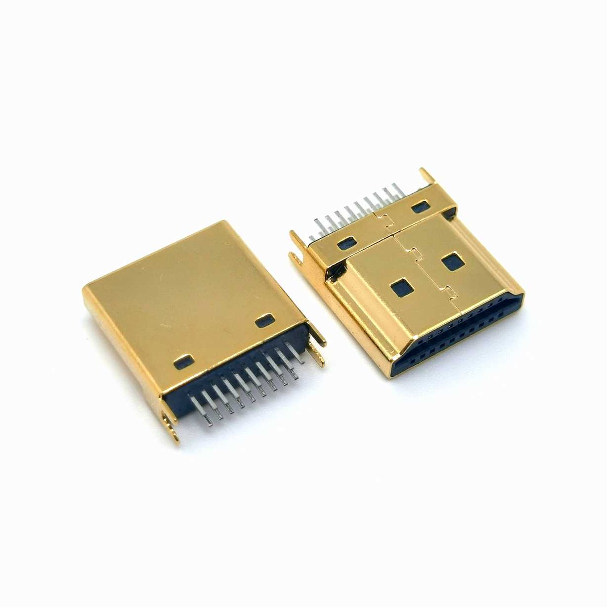 HDMI19p夹板公头A型口 夹板1.6 带FPC板公头 19个焊盘 铜壳镀金