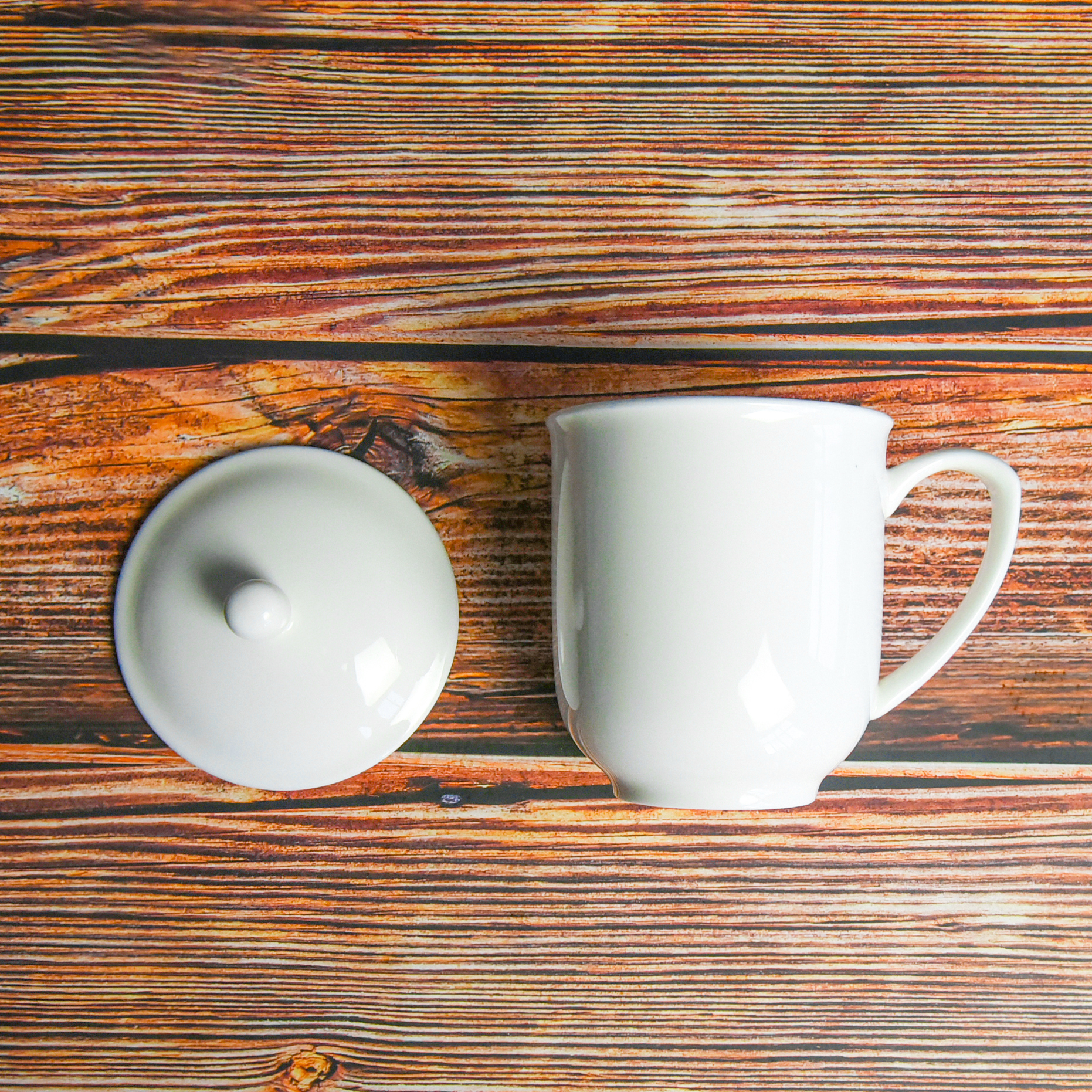 骨瓷带盖茶杯骨质瓷茶水杯盖杯白色礼品杯 骨瓷带盖茶杯