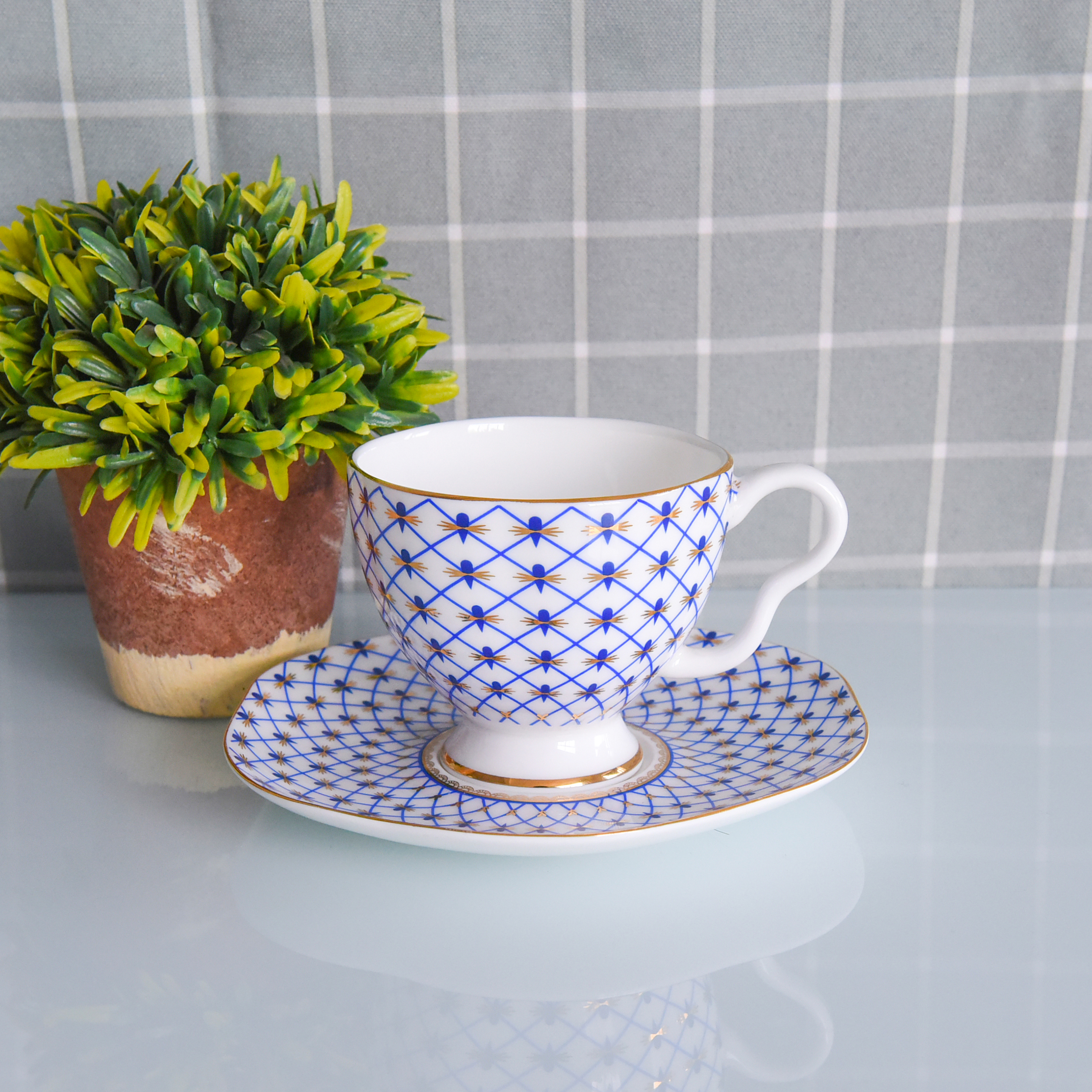 唐山达美瓷业陶瓷花茶杯下午茶用杯金边骨瓷咖啡杯碟