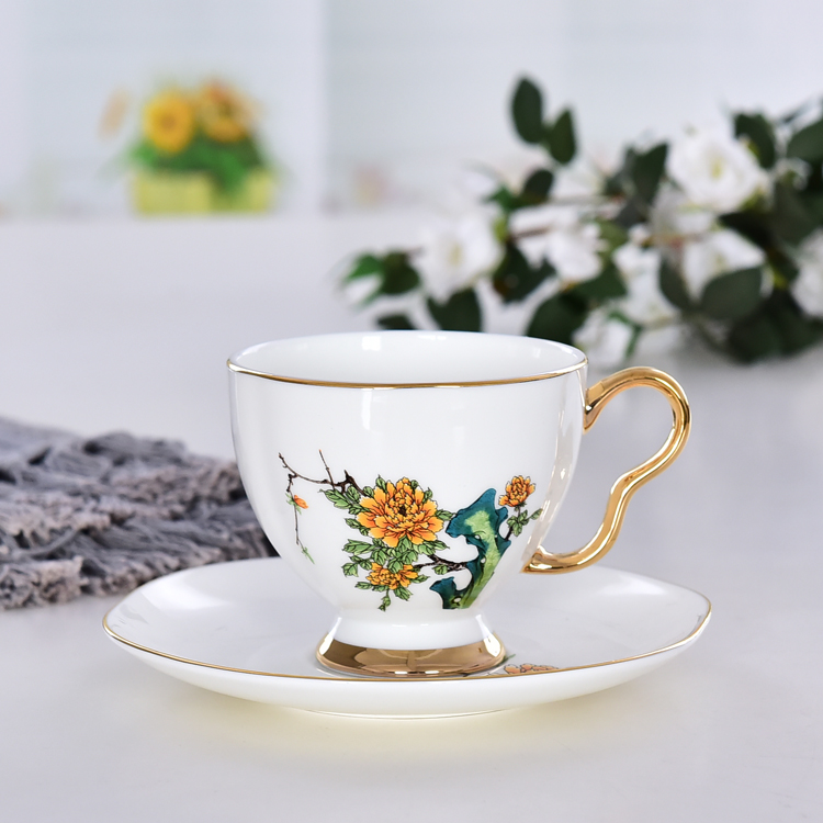 陶瓷下午茶水杯套装 定制欧式骨瓷商务礼品咖啡杯碟加logo图片
