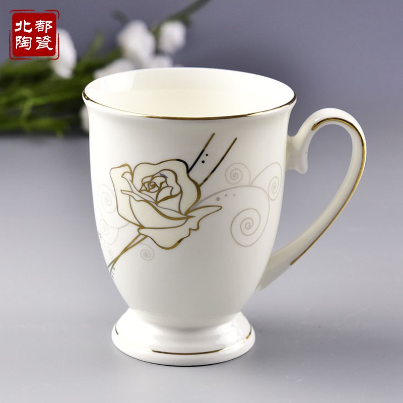 厂家批发创意礼品杯描金下午茶杯子家用陶瓷马克杯骨瓷水杯6