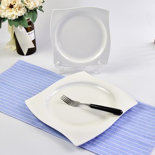 创意纯白餐盘 骨瓷昆仑转角西餐盘 陶瓷餐具蛋糕盘冷菜盘热菜盘