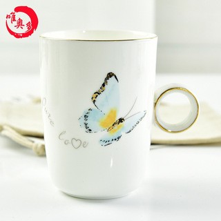 陶瓷创意钻石杯 骨瓷甜品下午茶水杯 陶瓷浪漫情侣杯具套装图片