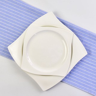 创意纯白餐盘 骨瓷昆仑转角西餐盘 陶瓷餐具蛋糕盘冷菜盘热菜盘