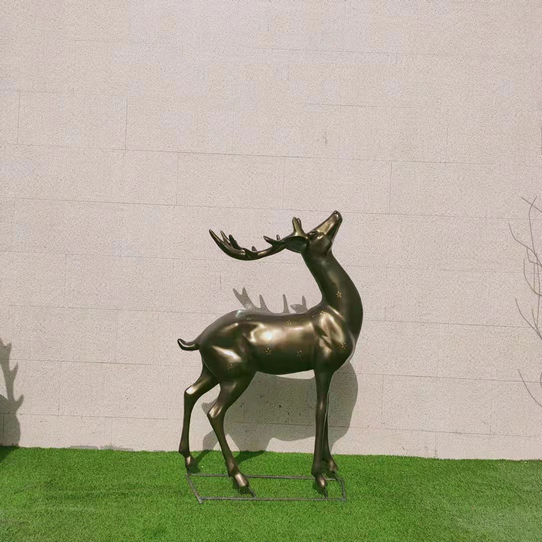 户外玻璃钢树脂雕塑仿真鹿摆件公园林景观梅花鹿动物婚庆美陈装饰 玻璃钢梅花鹿