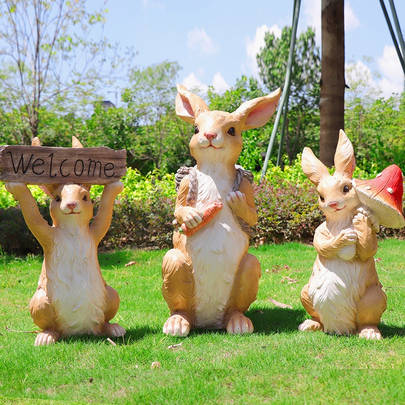户外仿真卡通花缸兔子雕塑幼儿园草坪园林景观庭院花园装饰品摆件 仿真卡兔子雕塑