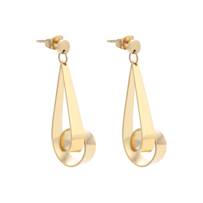 韩国流行时尚扭曲耳饰 气质金色不锈钢耳坠 女士金属个性钛钢耳环