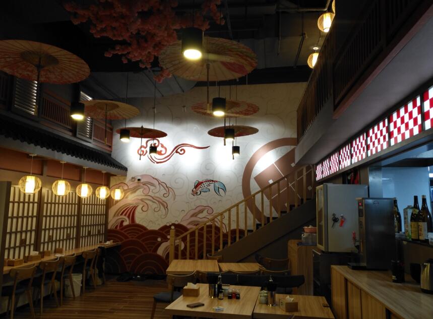 深圳日式面馆壁画彩绘 南山餐饮店背景墙绘画 墙中画手绘公司