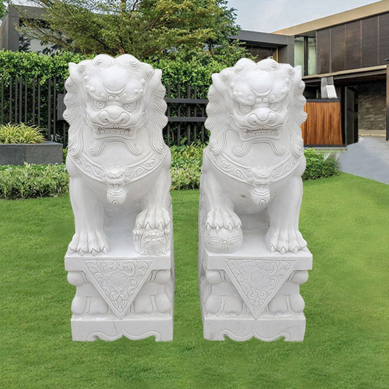 石雕汉白玉/晚霞红狮子动物雕塑 多种款式支持定做