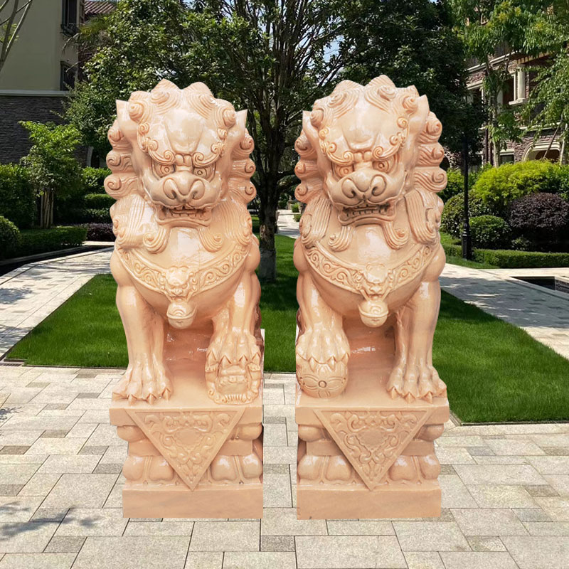 石雕汉白玉/晚霞红狮子动物雕塑 多种款式支持定做