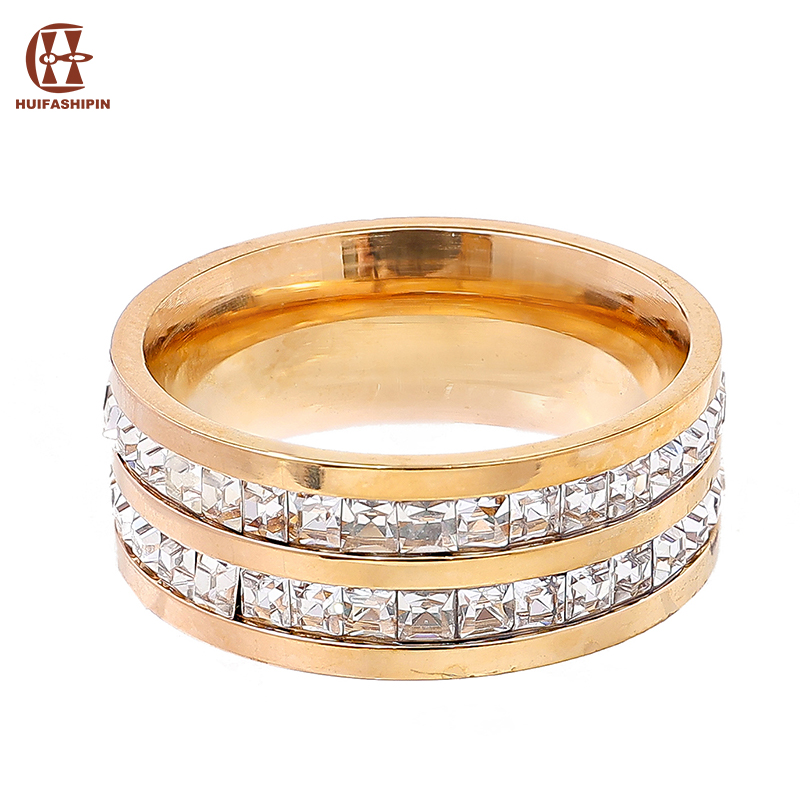 时尚双排钻戒指时尚双排钻戒指设计 厂家供应时尚简约双排钻戒指