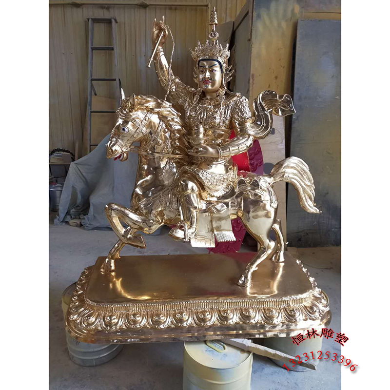 格萨尔王佛像定做纯铜大型藏传寺院全铜1米格萨尔王36大将王臣密宗铜像厂家
