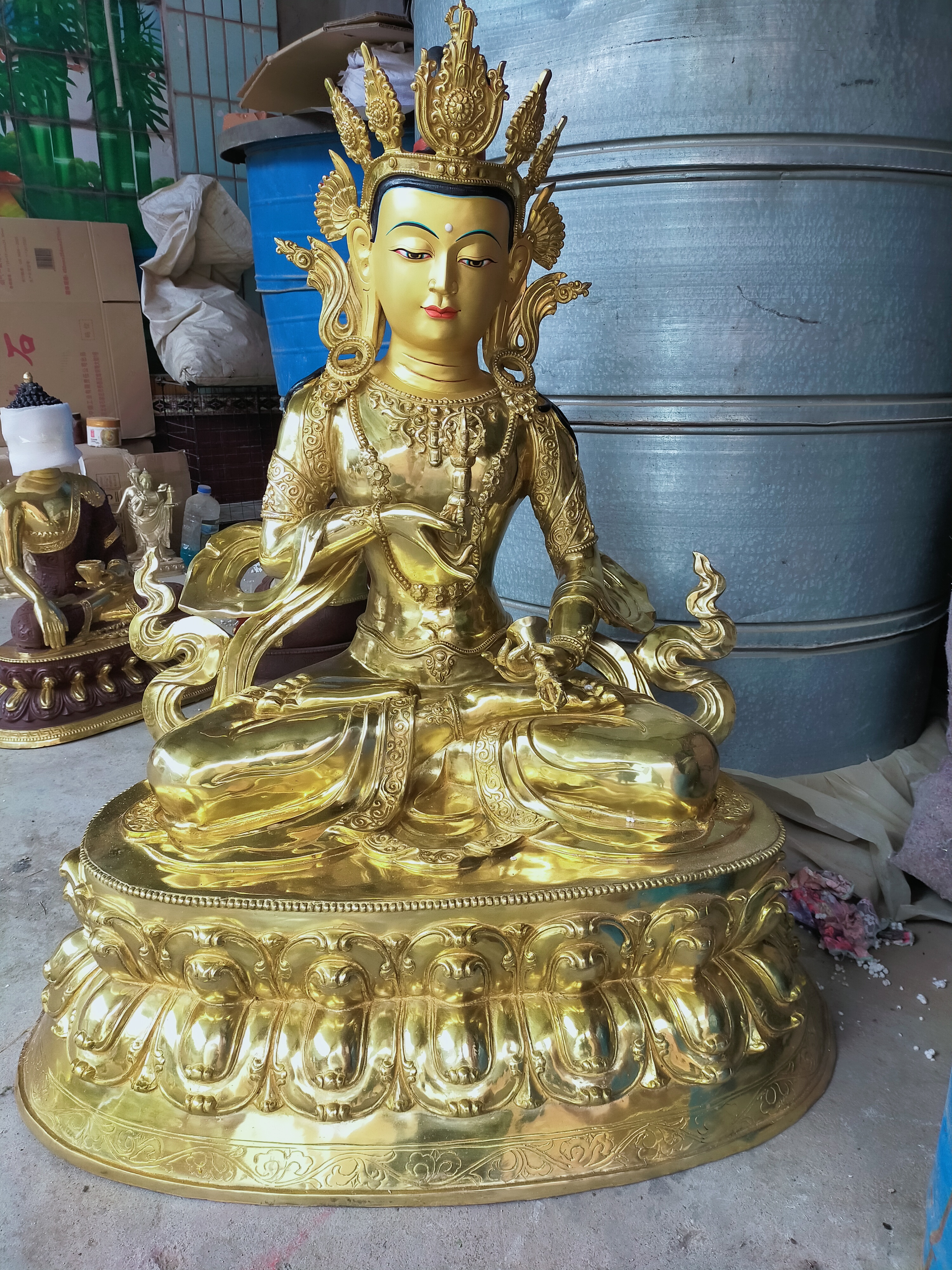 金刚萨埵佛像纯铜铸造大型藏传佛教寺庙铸铜1米绿度母密宗佛像定制厂家