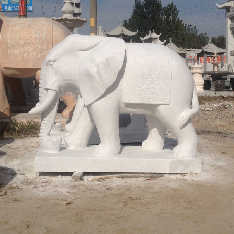 保定市石雕大象厂家汉白玉门口吉祥如意石雕大象
