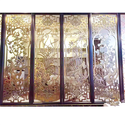 新中式简约不锈钢屏风现代玄关镂空花格金属隔断酒店装饰工程定制