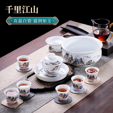 商业广告礼品茶具定做  景德镇陶瓷茶具礼品印字