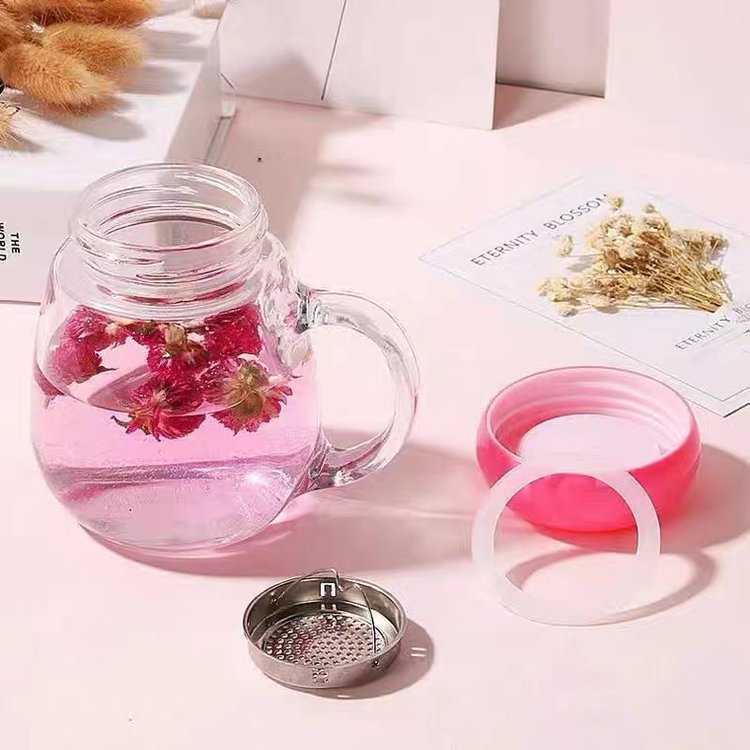 玻璃茶水杯鸿皓元旦开业活动促销小礼品透明卡通带把手玻璃茶水杯