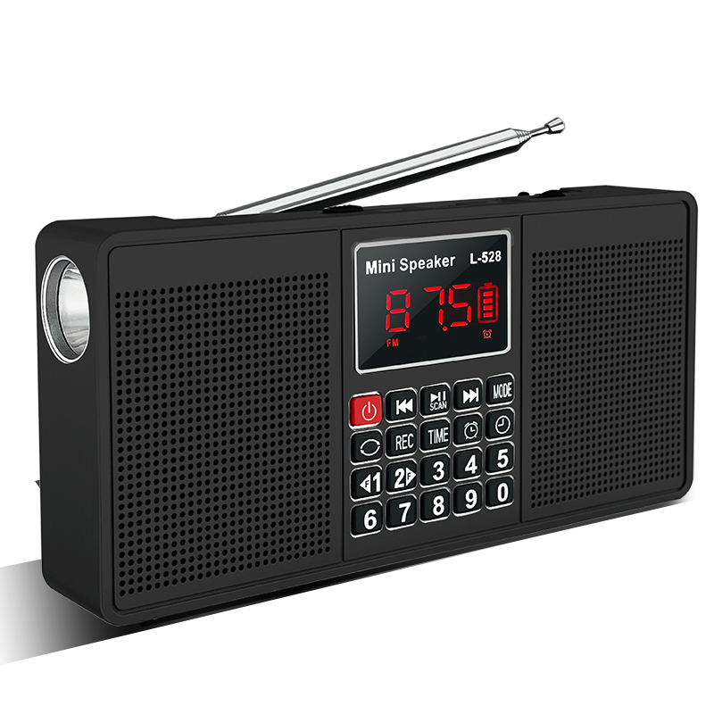 快乐相伴L-528AM FM收音机多功能 插卡便携收音机充电LED强光电筒