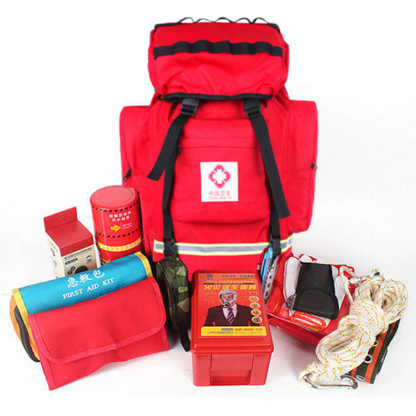 应急红色背包 应急救援队背囊防水双肩多功能背包