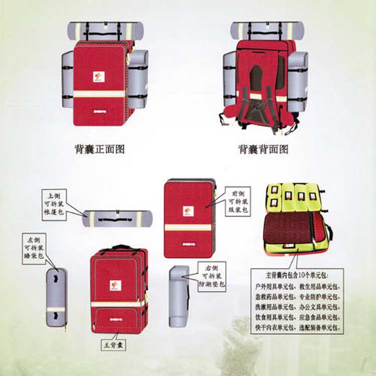应急携行背囊应急携行背囊 疾控队伍个人携行装备红色多功能背包