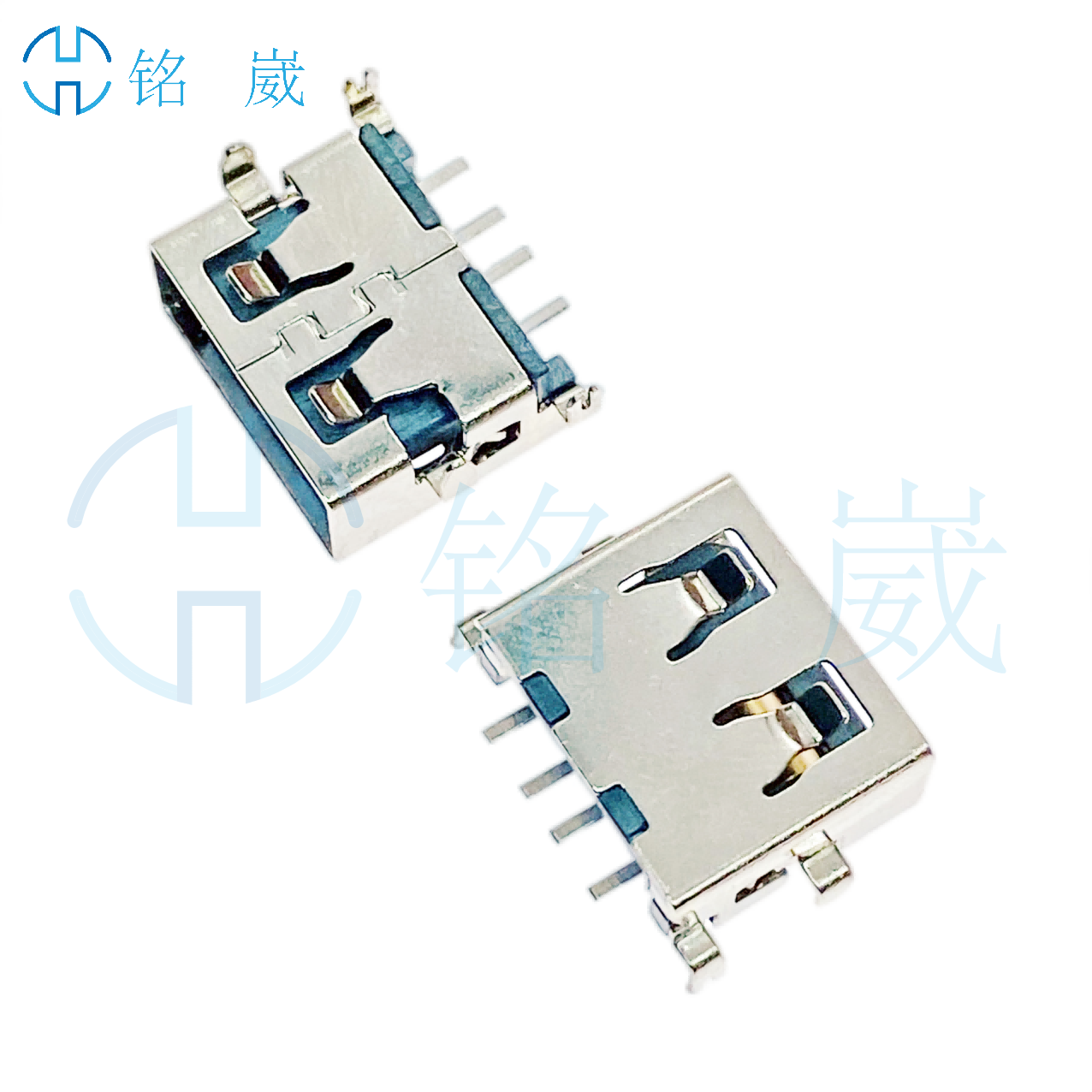 USB2.0沉板母座短体11.0mm反向直边2.0A母SMT贴片沉板间距1.9mm黑胶