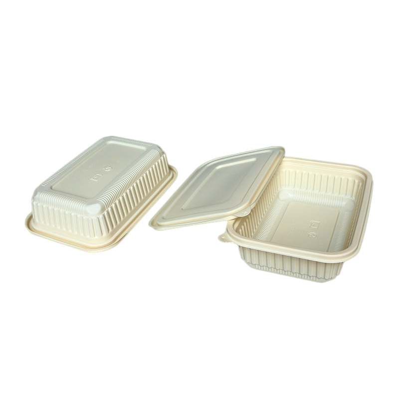 厂家批发一次性餐盒玉米淀粉可降解盒方形盒外卖打包盒沙拉盒