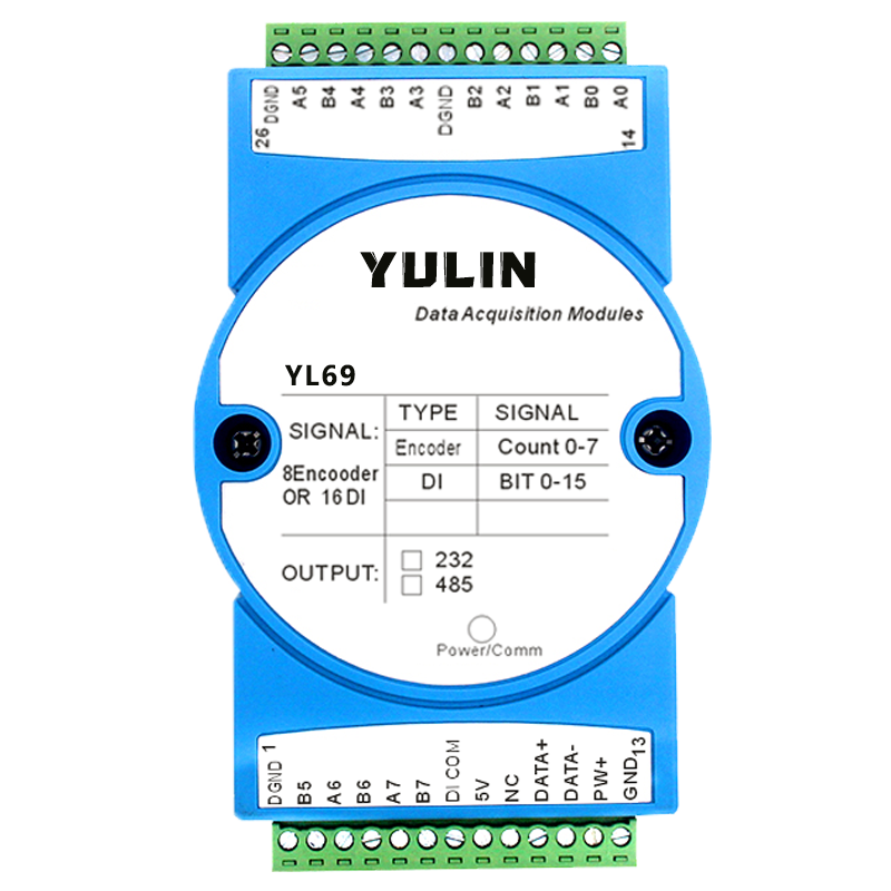 8路编码器脉冲计数器或16路DI高速计数器，Modbus RTU模块 YL69