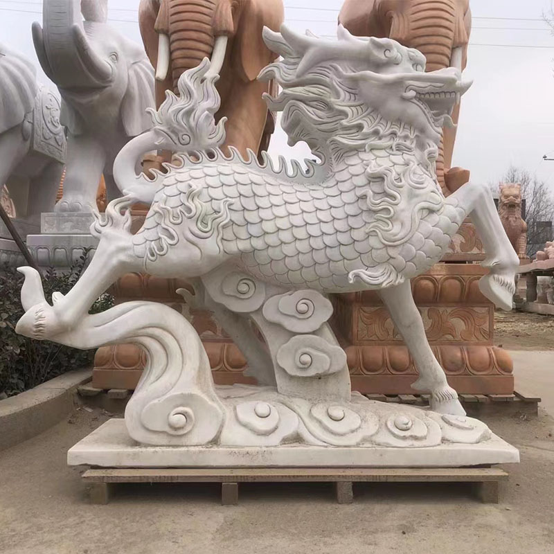 石雕动物麒麟雕塑汉白玉厂家定制