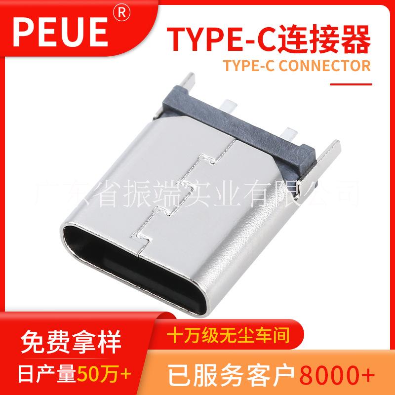 TYPE-C母座 2p立式母座TYPE-C连接器 2P母座 立式插件 H8.8/9.3/10.0/10.5 充电USB图片
