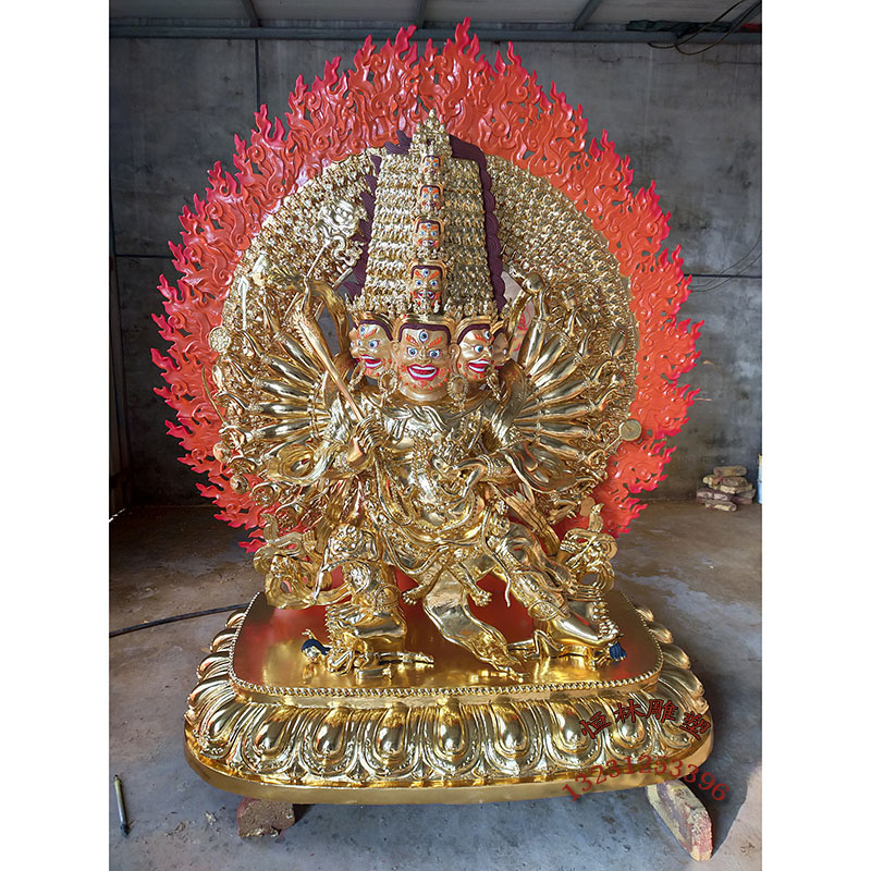 丹金嘉措佛像纯铜铸造大型苯教藏传铸铜2米瓦赛本尊斯巴嘉姆护法佛像厂家