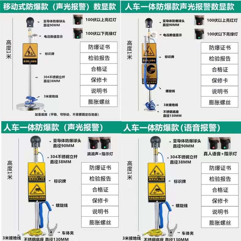 人体静电释放器工业防爆声光语音报警释放柱触摸式消除器球  人体静电消除器 人体静电发生器