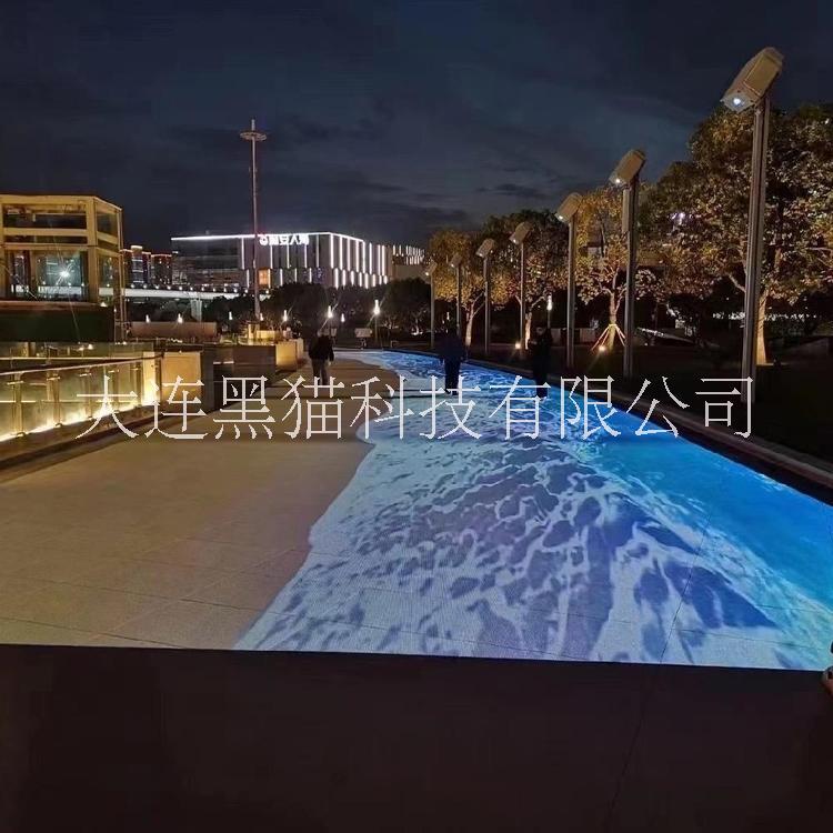 户外地面投影 3D全息投影 地面全息投影 海浪投影 室外互动投影  5D全息餐厅