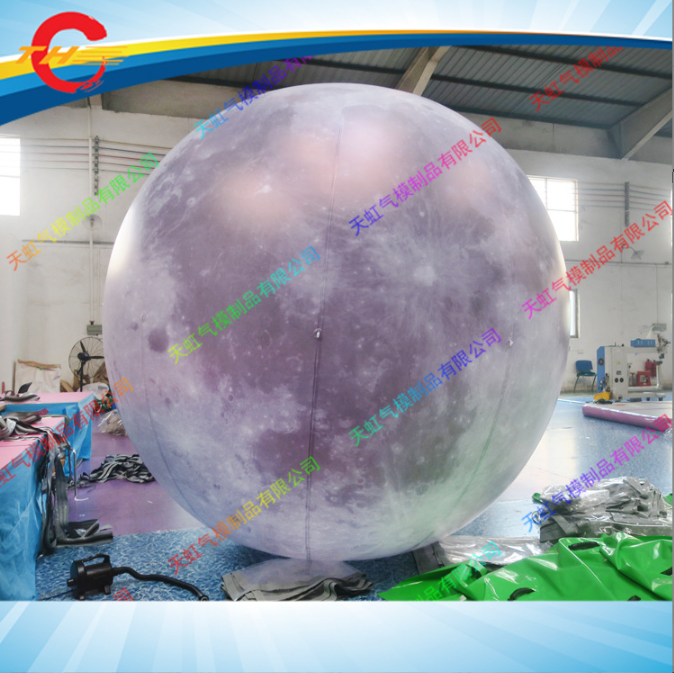广州LED月亮气球批发 中秋节充气发光玉兔月球价格 发光月球 LED广告灯光图片